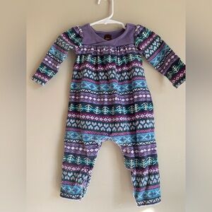Tea Collection Purple Footie Onesie Winter Christmas Baby Girl Size 3-6 Months